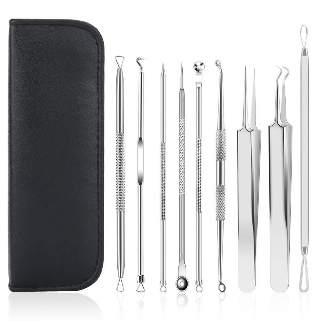 MAYCREATE 9PCS Blackhead Remover Tools Stainless Steel Blackhead Pimple Blemish Extractor/Remover Tool with Tweezers, Professional Acne Remove Tools MAYCREATE 9PCS Blackhead Remover Tools Stainless Steel Blackhead Pimple Blemish Extractor/Remover Tool with Tweezers, Professional Acne Remove Tools